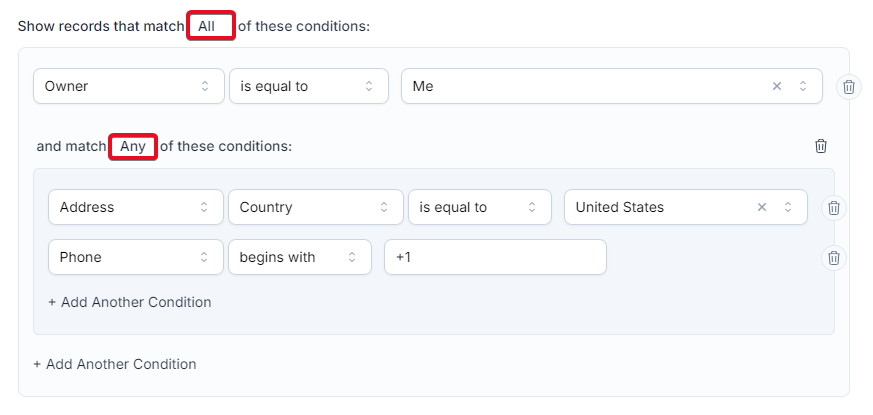 Table Filter Groups