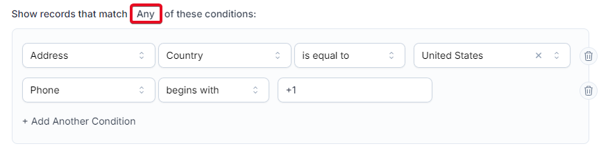 Create Filters With Match Type