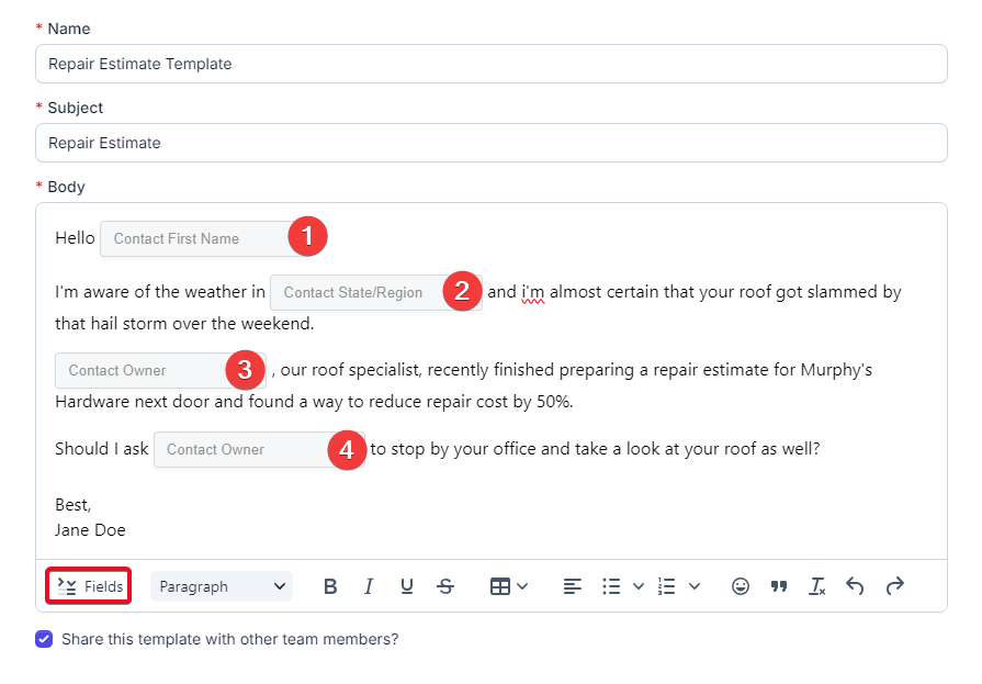 Mail Template with Placeholders