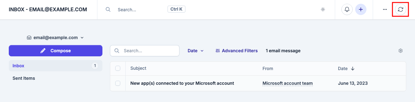Manually Sync Email for Email Account