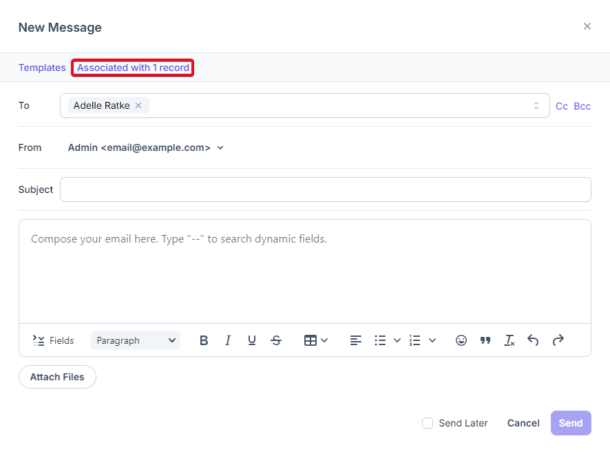 Auto associate email records when selecting contact.
