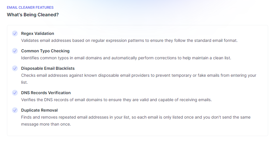 Email List Cleaner Features